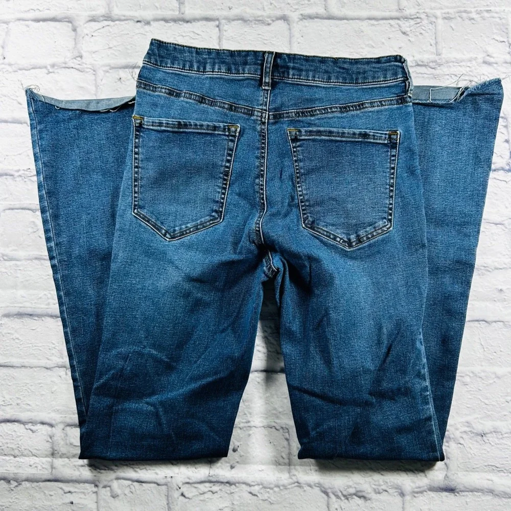 Garage Denim High Waist Flare Jeans Blue Raw Hem Size 9 29 Retro Inspired